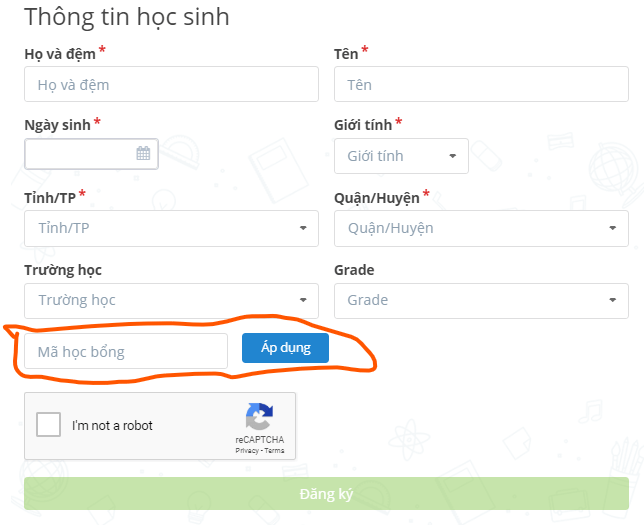 Hướng dẫn sử dụng mã học bổng khi đăng ký các gói luyện thi trên TAK12