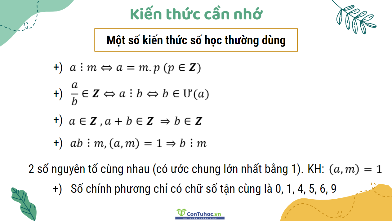 Kiến thức số học thường dùng để giải phương trình nghiệm nguyên