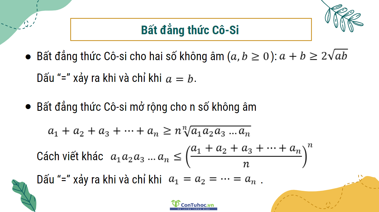 Kiến thức cần nhớ về bất đẳng thức côsi lớp 9