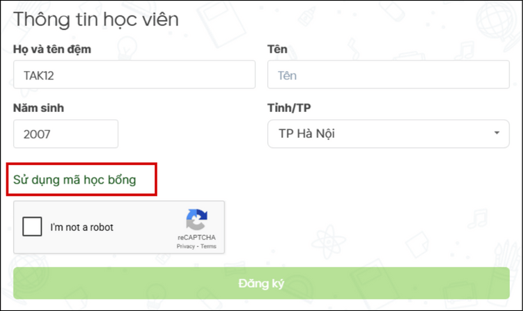 bước 1 áp mã ưu đãi TAK12