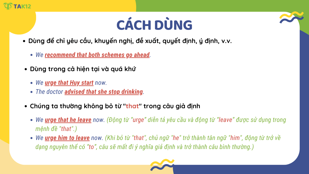 Cách dùng câu giả định với động từ