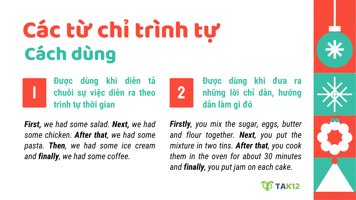 Cách dùng từ nối chỉ trình tự