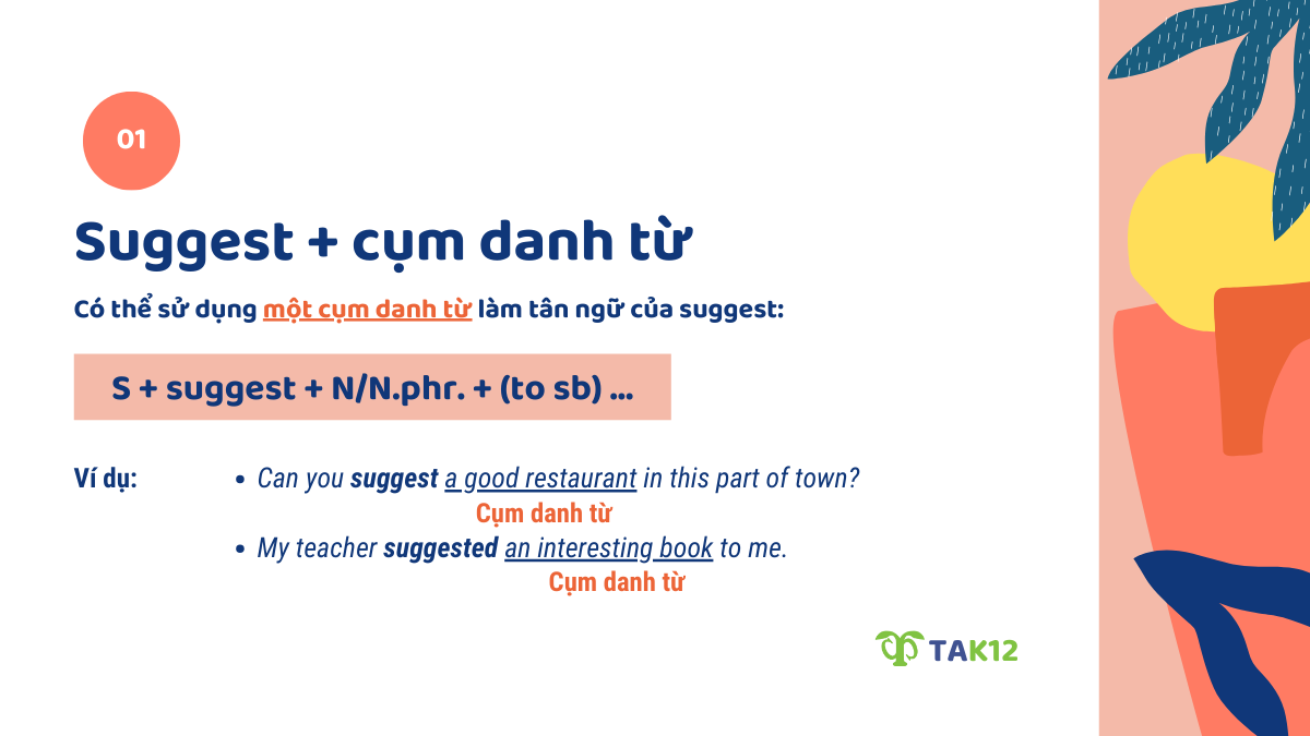 Suggest và cụm danh từ