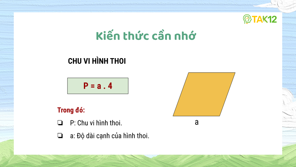 Công thức tính chu vi hình thoi