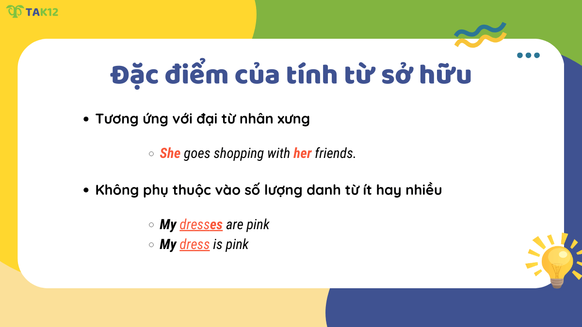 Đặc điểm tính từ sở hữu trong tiếng Anh