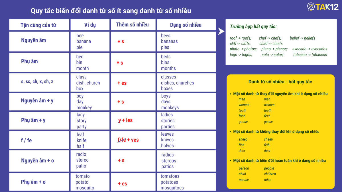 danh từ số nhiều