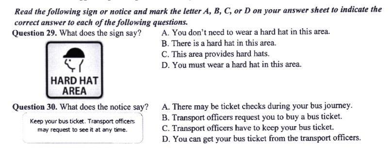 Dạng bài Đọc hiểu nội dung hình ảnh, biển báo trong đề minh họa thi vào lớp 10 HN năm 2025-2026 môn tiếng Anh
