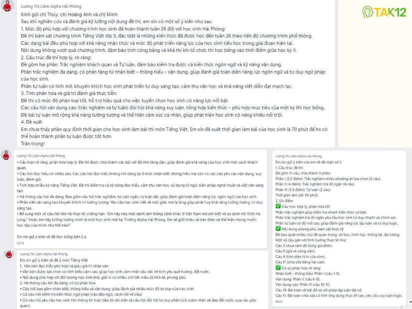 Phản hồi đề thi Alpha School