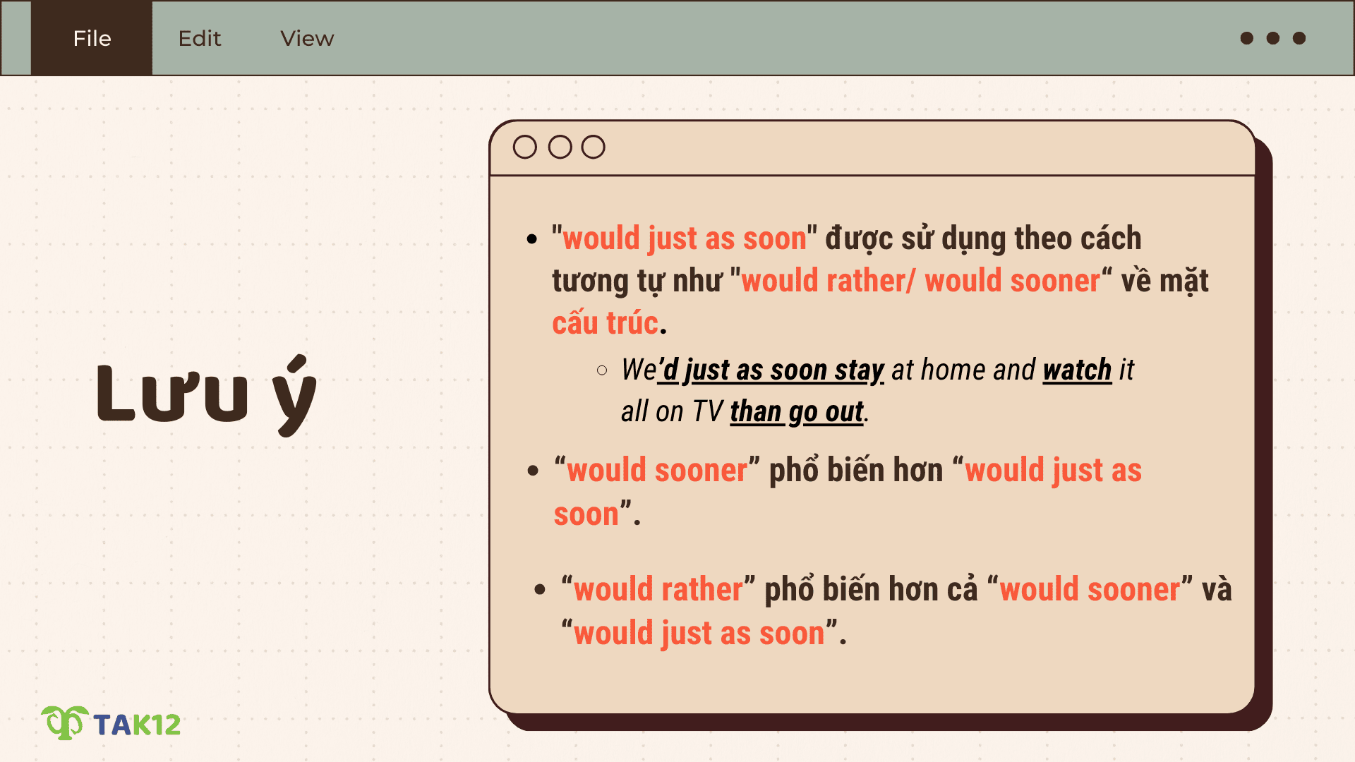Một số lưu ý với cấu trúc 'Would rather'