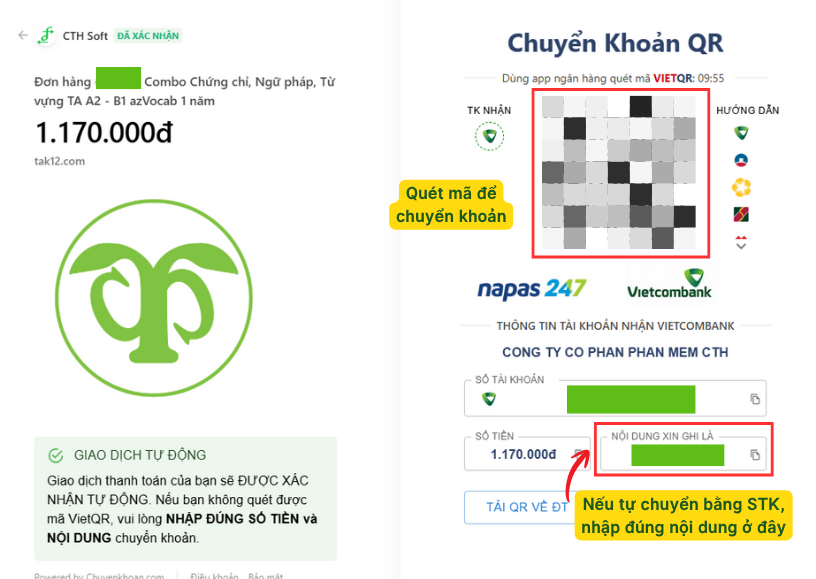 Hướng dẫn sử dụng mã học bổng khi đăng ký các gói luyện thi trên TAK12