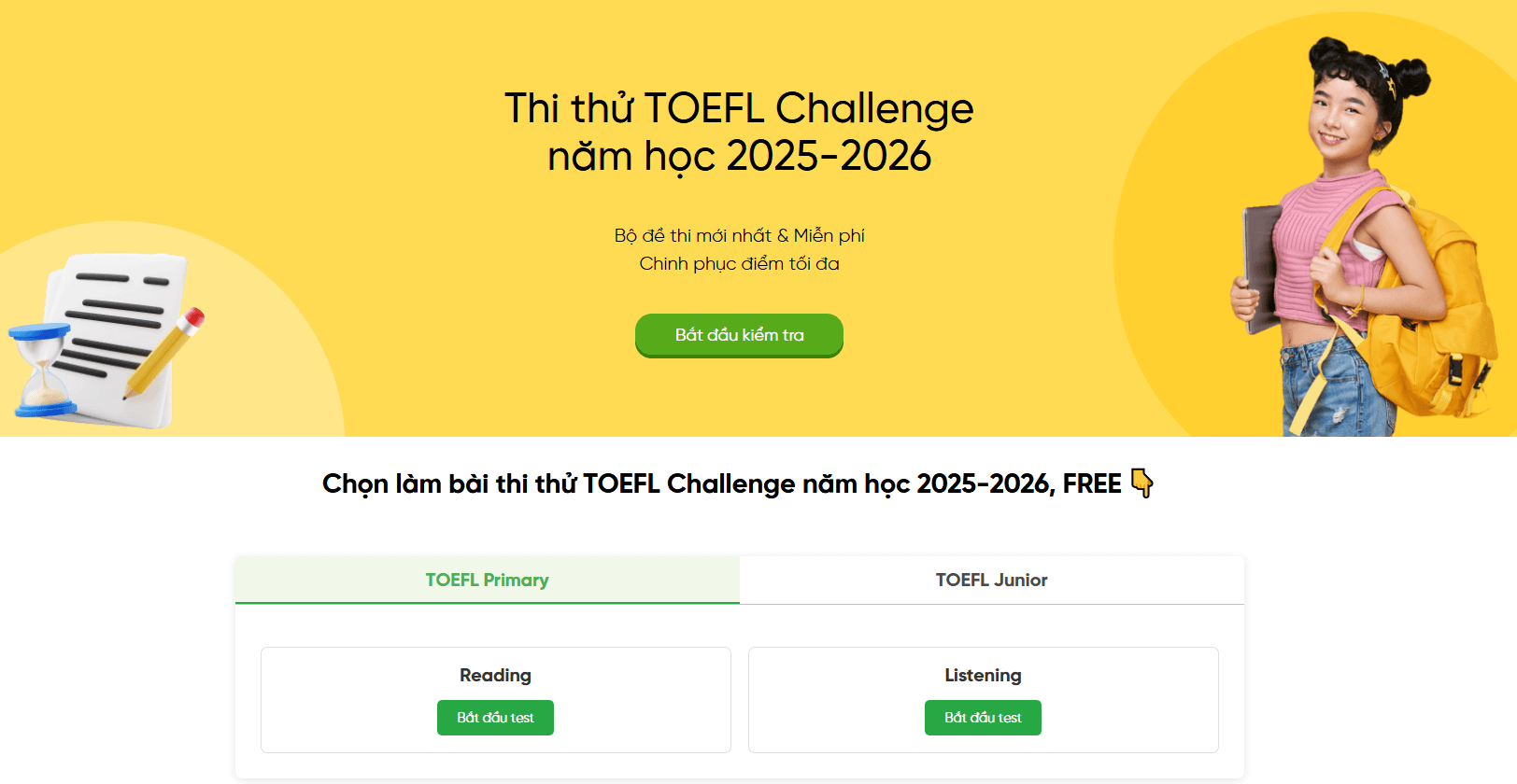 Thi thử TOEFL Challenge 25-26