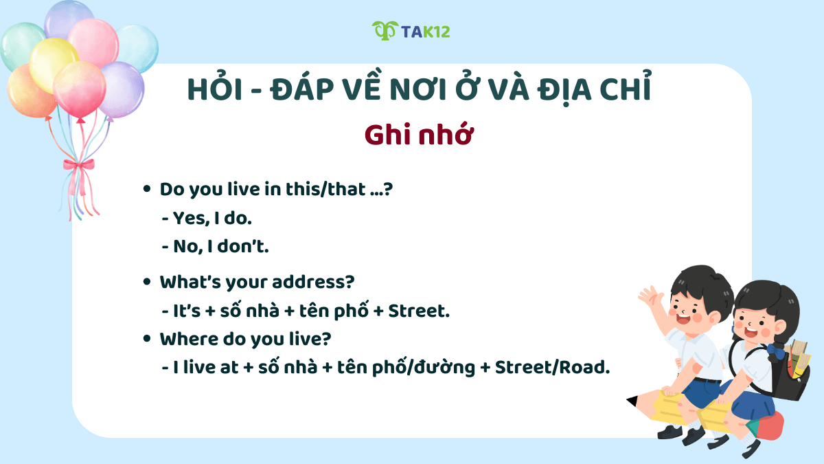 Cấu trúc hỏi - đáp về nơi ở và địa chỉ