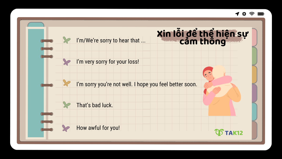 Xin lỗi bằng tiếng Anh để cảm thông với người khác