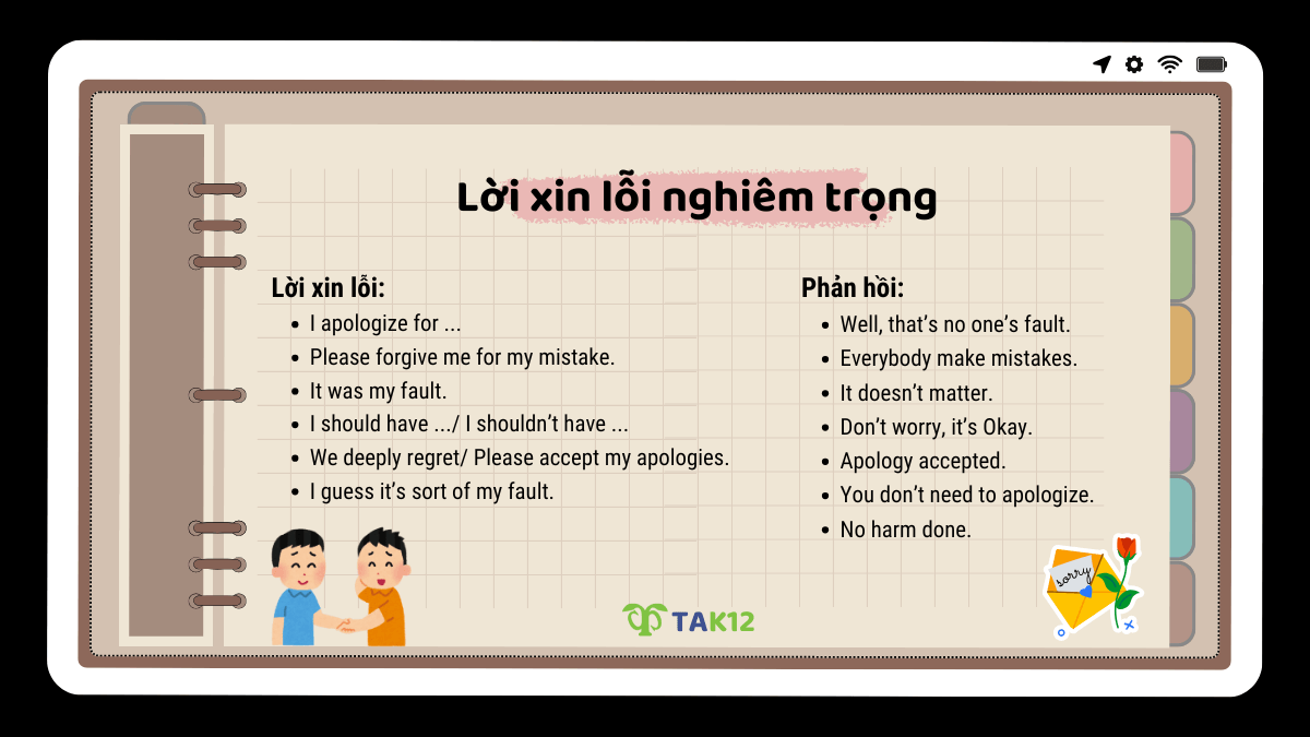 Nói lời xin lỗi nghiêm trọng trong tiếng Anh