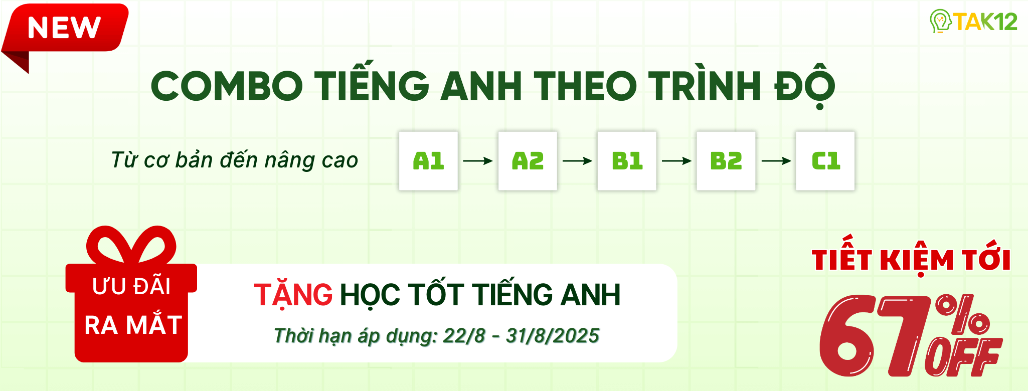 combo Tiếng Anh theo trình độ